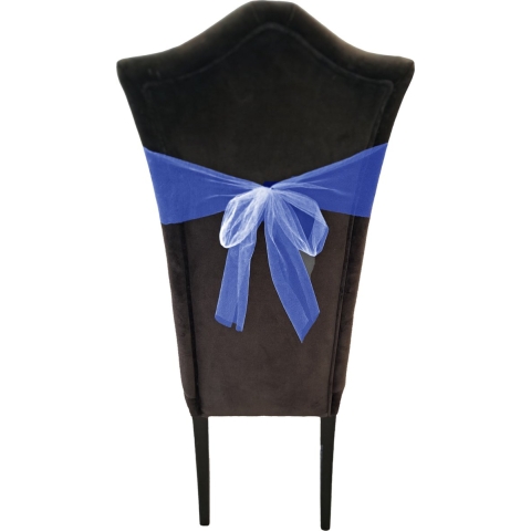 Tule stof op rol - 3x - donkerblauw - 30cm x 9meter - Organza/mesh decoratie stoffen -