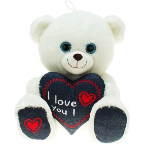 Pluche witte beer/beren knuffel i love you 30 cm speelgoed -