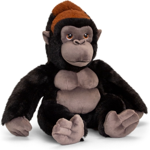 Knuffel Gorilla aap - zwart - pluche - knuffeldier - 30 cm -