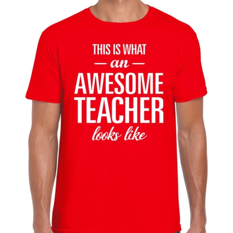 Awesome Teacher cadeau meesterdag t-shirt rood heren L -