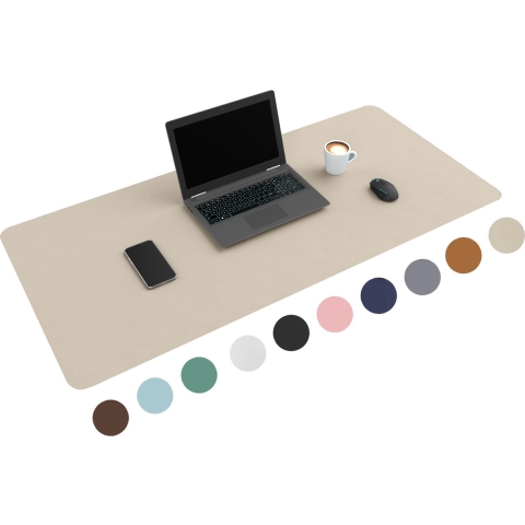 WURK Professionele Bureau Onderlegger Kunstleer - Bureau Organizer - Inclusief Kabel Clip - Beige -