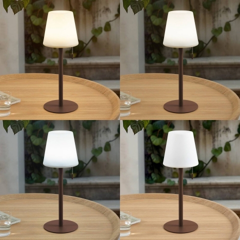 Lindby - Azalea LED Portable Taffellamp IP44 Wit/Bruin