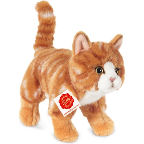 Knuffeldier kat/poes - pluche - premium kwaliteit knuffels - rood/oranje - 20 cm -