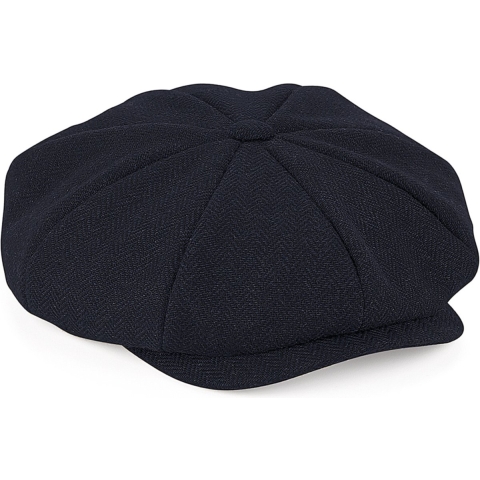 Beechfield CB628 Heritage Baker Boy Cap - Navy Herringbone - L/XL