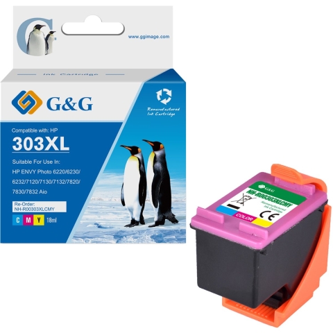 G&G 303 XL Inktcartridge Geschikt voor HP 303 303XL -Kleur - Hoge Capaciteit