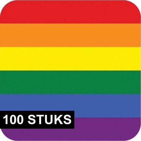 100x Bierviltjes regenboog thema print -