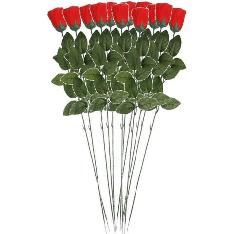 12x Rode Rosa/roos kunstbloem 60 cm -