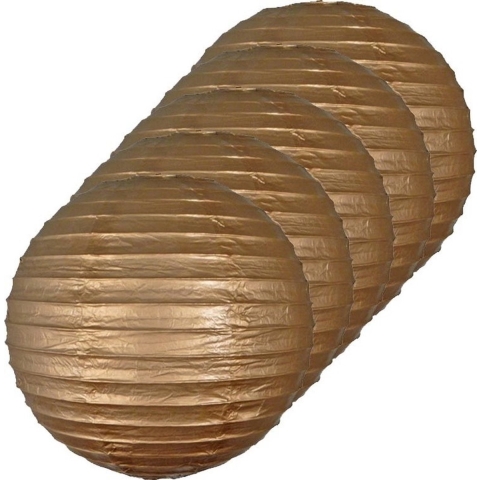 5x Luxe bol lampionnen goud 25 cm -