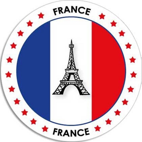 20x Frankrijk sticker rond 14,8 cm landen decoratie -
