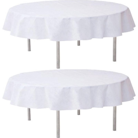 2x Witte ronde tafelkleden/tafellakens 180 cm non woven polypropyleen -