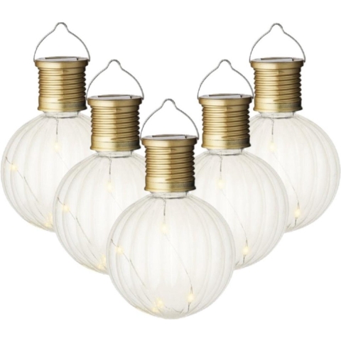 8x Buiten LED lampion solar verlichting 11 cm -