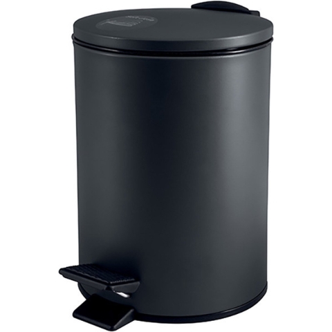 Pedaalemmer Cannes - zwart - 5 liter - metaal - 20x27 cm - soft-close -