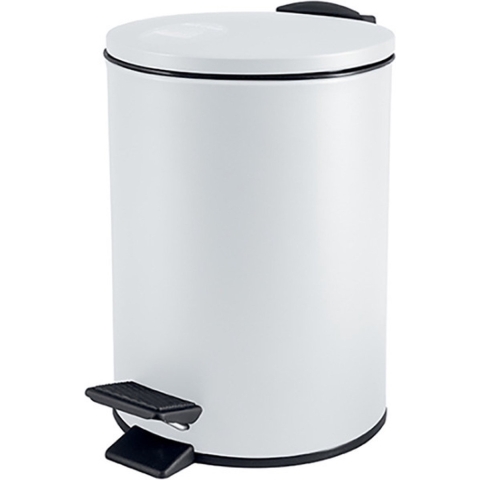 Pedaalemmer Cannes - wit - 3 liter - metaal - 17 x 25 cm - soft-close - voor toilet/badkamer -
