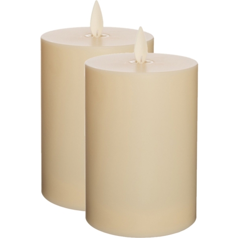 LED kaars/stompkaars - 2x - ivoor wit - D8 x H13 cm - voor buiten en binnen - met timer -