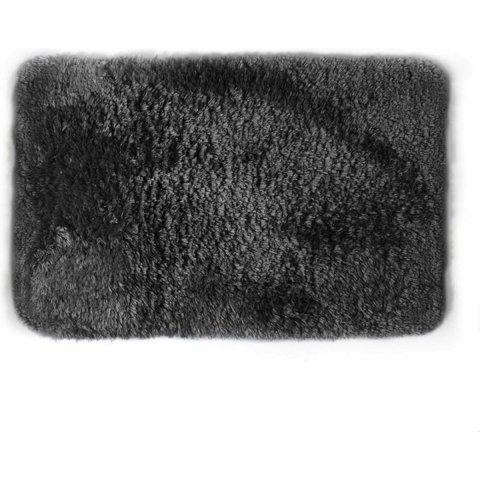 Spirella badkamer vloerkleed/tapijt - hoogpolig - zwart - 40 x 60 cm -