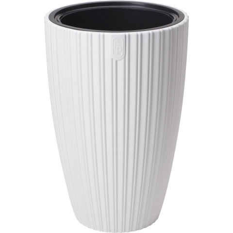 Form Plastic Plantenpot/bloempot Mika - kunststof - wit - D30 x H48 cm - met binnenpot -