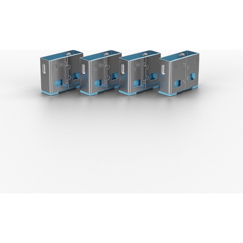LINDY USB-A-poortslot USB-Lock Set van 10 stuks Blauw Zonder sleutel 40462