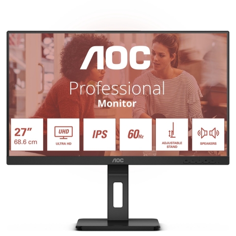AOC U27E3UF LED-monitor Energielabel E (A - G) 68.6 cm (27 inch) 3840 x 2160 Pixel 16:9 4 ms DisplayPort, HDMI IPS LED