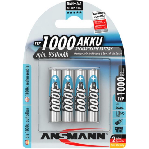 Ansmann HR03 Oplaadbare AAA batterij (potlood) NiMH 950 mAh 1.2 V 4 stuk(s)