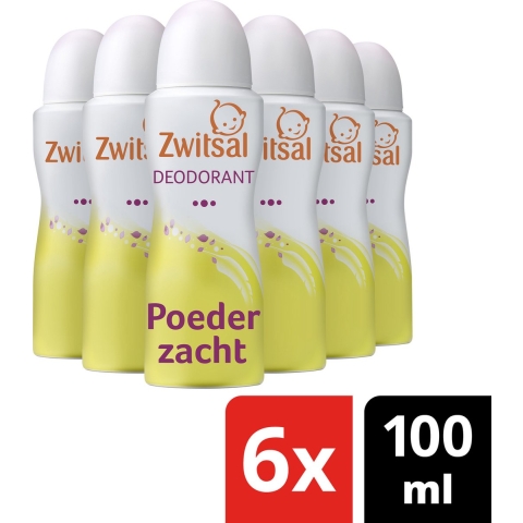 6x Zwitsal Deodorant Poederzacht 100 ml