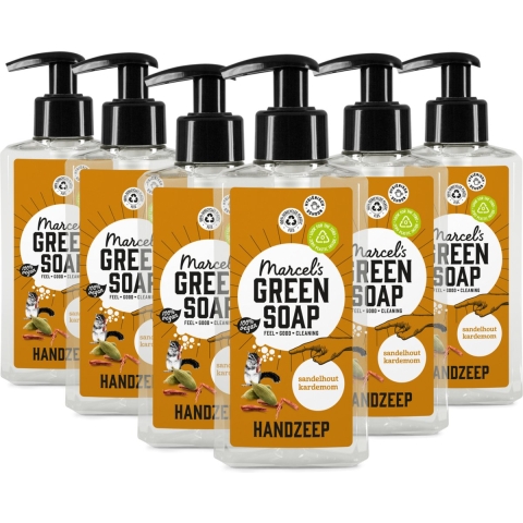6x Marcel's Green Soap Handzeep Sandelhout&Kardemom 250 ml