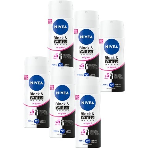 6x Nivea Deodorant Spray Invisible For Black&White 100 ml