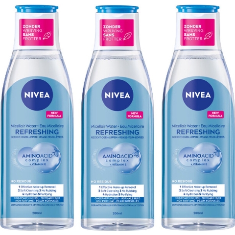 3x Nivea Micellair Water Refreshing Normale Huid 200 ml
