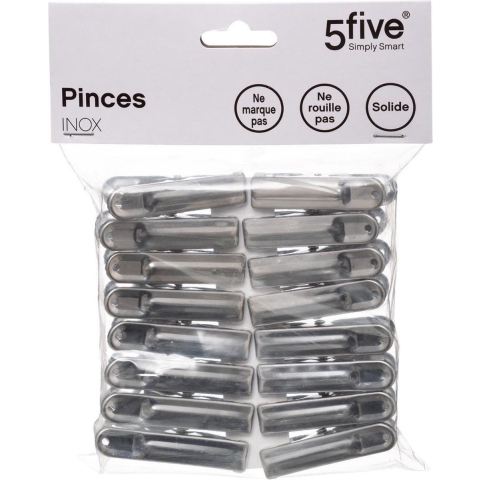 5Five wasknijpers - 64x stuks - van RVS - Was ophangen - Was knijpers - 6 cm -