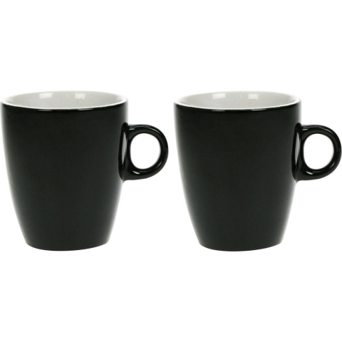 Luminarc Koffiekopjes/bekers - Set van 4x stuks - zwart - 190 ml - Keramiek - glans finish -