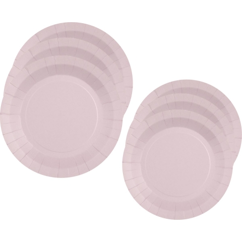 Feest/verjaardag bordjes set - 40x stuks - lichtroze - 17 cm en 22 cm -