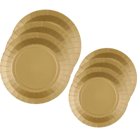 Feest/verjaardag bordjes set - 40x stuks - goud - 17 cm en 22 cm -