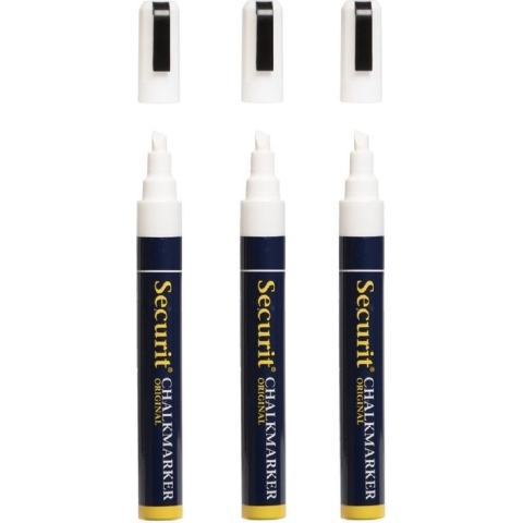 3x stuks securit krijtstift - wit - platte punt - 2-6 mm -