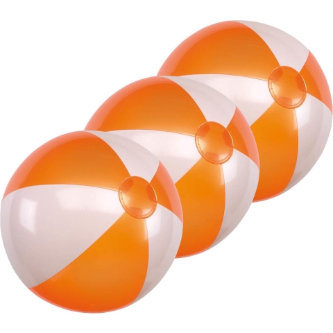 Opblaasbare speelgoed strandbal - 10x - oranje/wit - dia 28 cm - Strandballen -