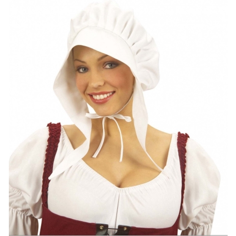 Widmann Boerinnen kapje - 3x - wit - boeren muts - verkleedaccessoires - boerinnenkapje -