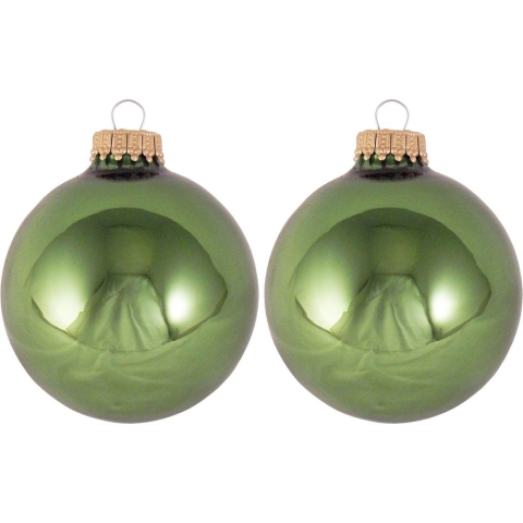 16x Jungle groene glazen kerstballen glans 7 cm kerstboomversiering -
