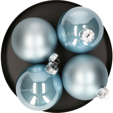 8x stuks glazen kerstballen lichtblauw 10 cm mat/glans -