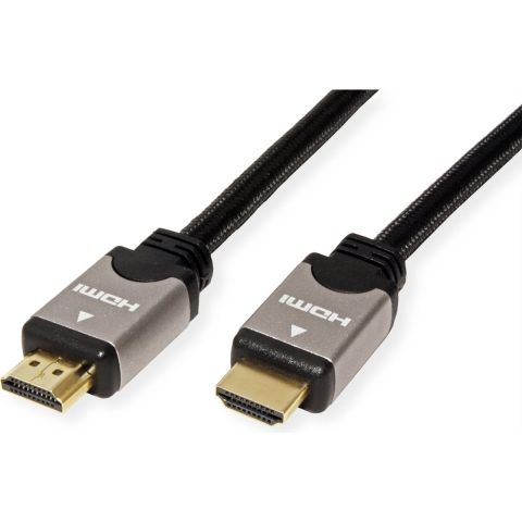 ROLINE HDMI HighSpeed kabel met Ethernet, M/M, zwart / zilver, 2 m