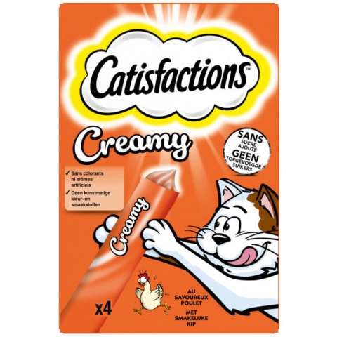 6x Catisfactions Kattensnack Kip Creamy 4 x 10 gr