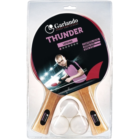 Garlando Thunder Tafeltennis Set - 2 Bats en 3 Pingpongballen