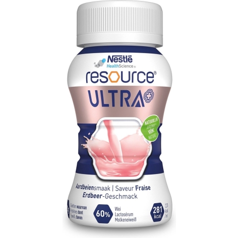 Nestlé Resource Ultra+ Aardbeiensmaak | 4 x 125 ml