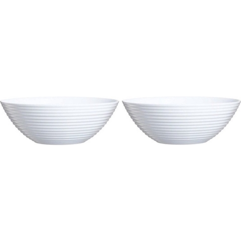 2x Salade schalen/slakommen van wit glas 27 cm -