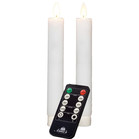 Anna's Collection LED dinerkaarsen - 2x st - wit - 18 cm -met afstandsbediening -