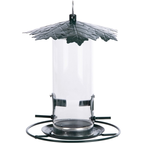 Vogel voedersilo met bladerdak metaal 23 cm -