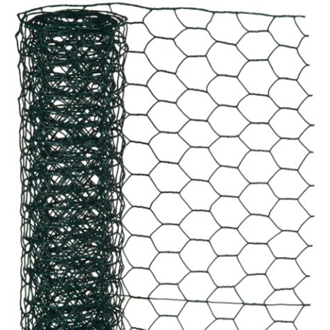 Schermgaas - groen - geplastificeerd staal - 50 x 250 cm - zeskantig maaswijdte 13 x 13 mm -