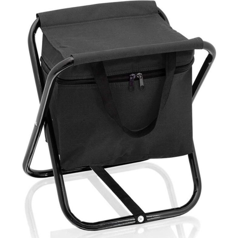 Opvouwbare stoel met koeltas zwart 26 x 34 x 32 cm -