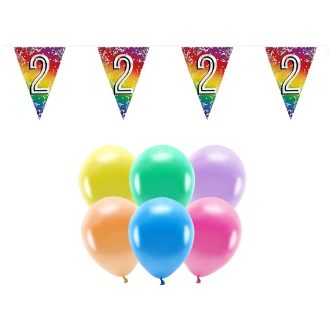 Boland Party 2e jaar verjaardag feest versieringen - Ballonnen en vlaggetjes -