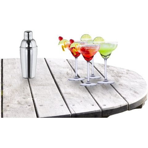 Cocktailshaker set met 4x stuks Margarita cocktailglazen 250 ml -
