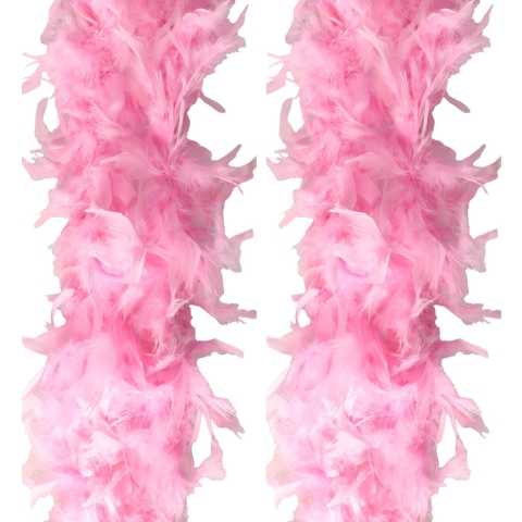 Carnaval verkleed veren Boa - 2 stuks - lichtroze -180 cm -