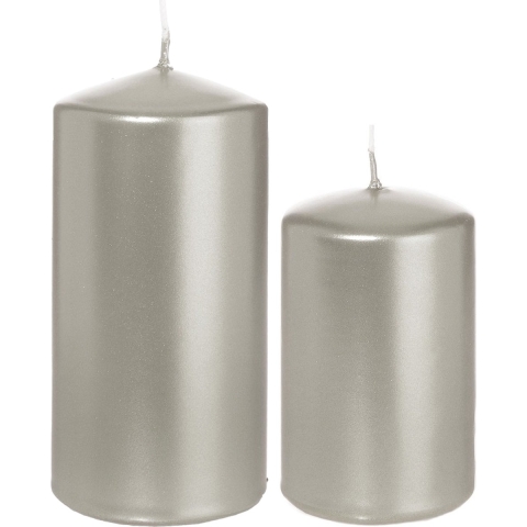 Stompkaarsen set van 4x stuks zilver 8 en 12 cm -