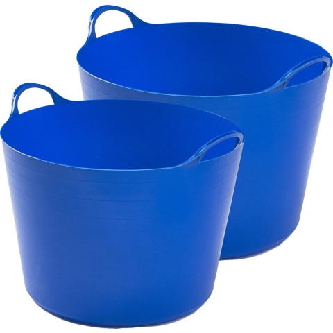 Flexibele emmers - 2x stuks - 26 liter en 39 liter - blauw -